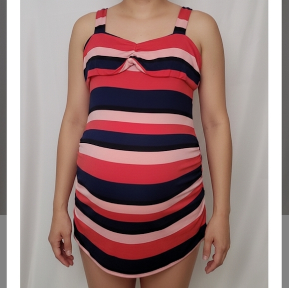 Red Multi-Stripe Maternity Dress - Picture 8 of 8